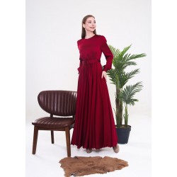 فستان ساتان لون خمري