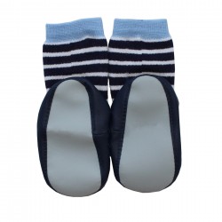 Boys striped socks with a tiger print in navy blue