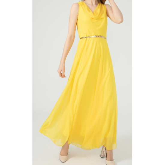 WOMEN'S Long chiffon Yellow Dress  ( 4 Dresses package )