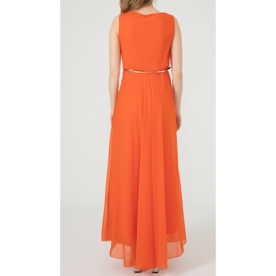 WOMEN'S Long chiffon Orange Dress  ( 4 Dresses package )