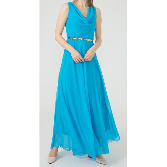 WOMEN'S Long chiffon Blue Dress  ( 4 Dresses package )